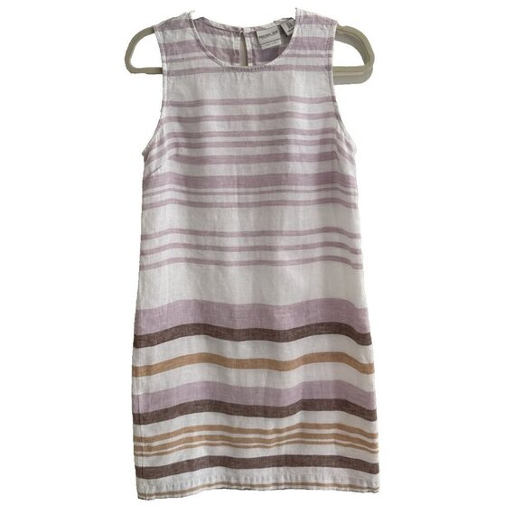 Rachel Zoe, 100 % linen dress, size 6, shift, sleeveless, scoop neck, stripes, - Picture 6 of 15